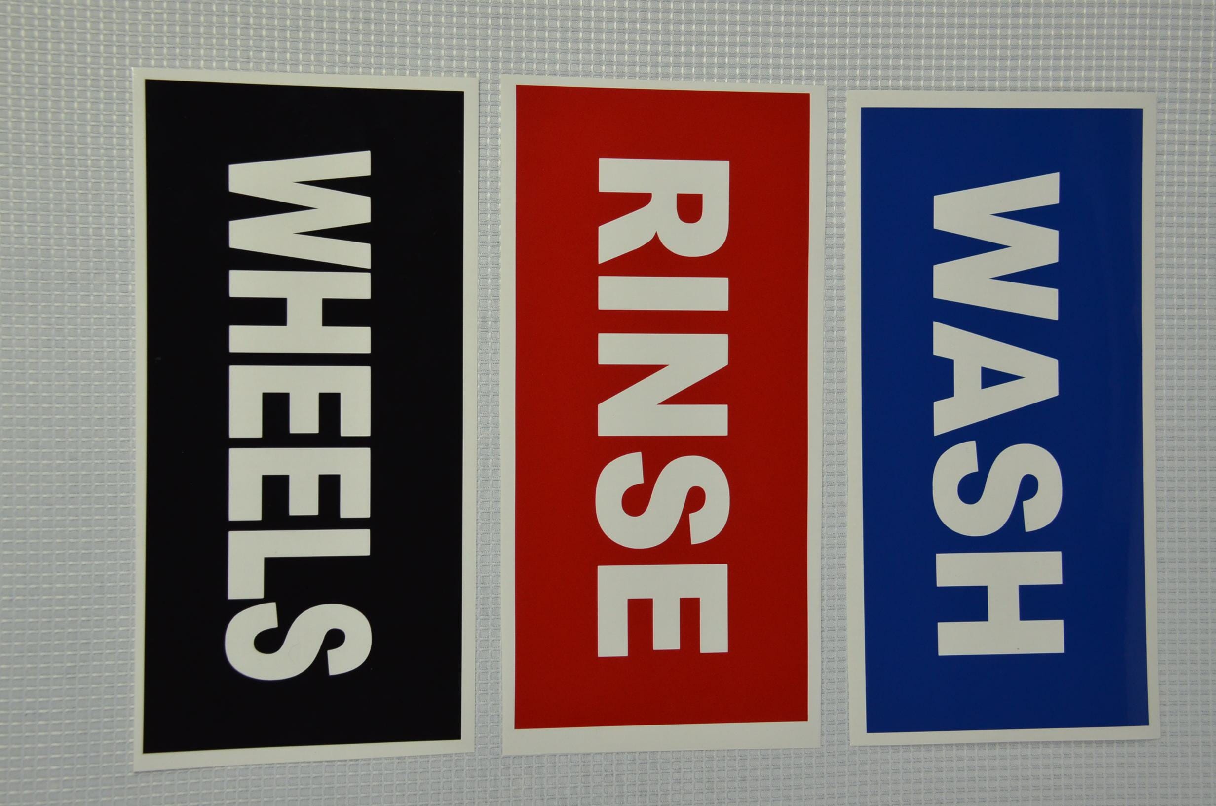 Wash, Rinse & Wheels Labels